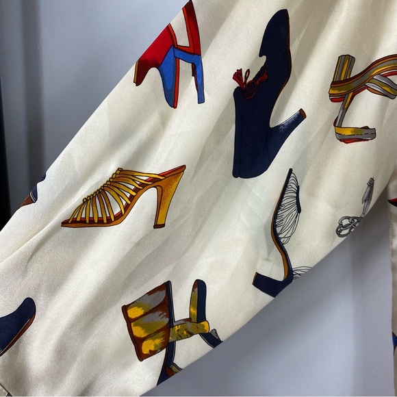 Nancy Heller Vintage silk blouse shoe print - Picture 8 of 17